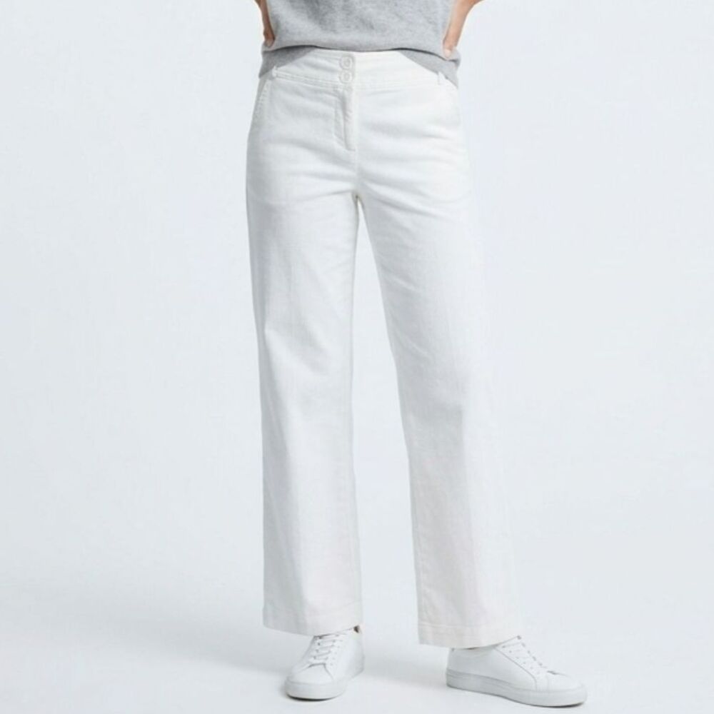 LOFT White Wide Leg Trousers -‎ Size 6 - High Rise Career Pants